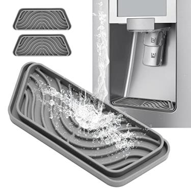 Imagem de Bandeja de gotejamento de geladeira de silicone, bandeja de gotejamento cortável, coletor de gotejamento de geladeira, mini bandeja de gotejamento para dispensador de água de geladeira, almofadas de gotejamento de água (2 peças, cinza, retangular)