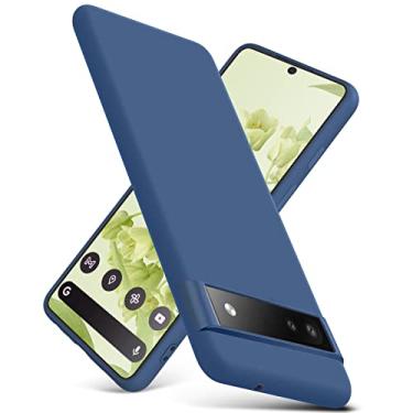 Imagem de YSLBWLE Compatível com Google Pixel 6a, capa fina de silicone líquido, à prova de choque, capa de telefone fina para Google Pixel 6a, capa protetora de câmera de corpo inteiro - azul 4-Pixel 6A-02