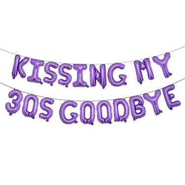 Imagem de Kissing My 30s Goodbye Decorations Kissing My 30s Goodbye Banner Balloons 40th Birthday Balloon Dirty 40 Balloon (30S GOODBYE Purple)