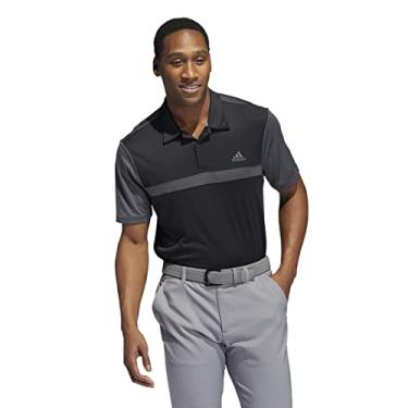 Imagem de adidas Camisa polo masculina de golfe colorblock de ajuste regular, Preto/cinza, G