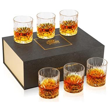 Imagem de KANARS Conjunto de 6 copos de uísque Bourbon - Copos de cristal exclusivos para uísque escocês, vodka, conhaque e uísque irlandês - Copo pesado Lowball 293 ml - Presente para homens, pai, irmão,