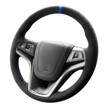 Imagem de Alfanxi Capa de volante Alcantara costurada à mão compatível com Chevrolet Malibu Volt 2011-2015 (listra azul)