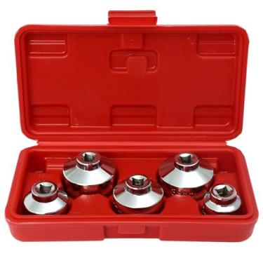 Imagem de ACZCR Conjunto de soquete de filtro de óleo de 5 peças, conjunto de soquetes de filtro de óleo de 3/20.3 cm, conjunto de chaves de filtro de óleo de 24 mm, 27 mm, 32 mm, 36 mm, 38 mm, conjunto com