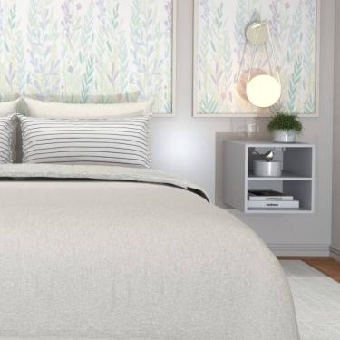 Imagem de Mesa de Cabeceira Para Quarto / Nicho Suspenso com Prateleira Cinza