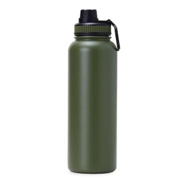 Imagem de Garrafa Térmica Inox 1,2 Litros Squeeze Academia Agua Gelada (Verde Militar)