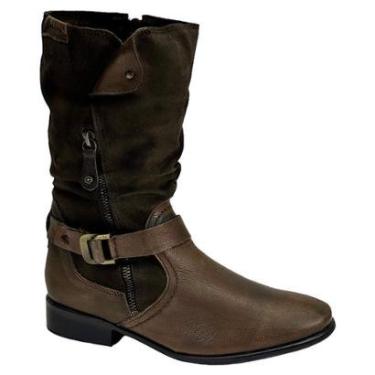 Imagem de Bota Perlatto Rugas Comitiva Cano Médio COM482 Tabaco-Feminino