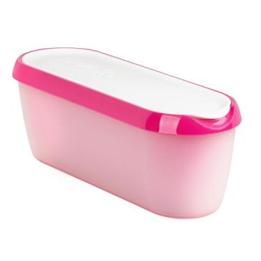 Imagem de Tovolo Banheira de sorvete Glide-A-Scoop de 1,5 litros, isolada, recipiente hermético reutilizável com base antiderrapante, empilhável em prateleiras de freezer, livre de BPA, torta de framboesa