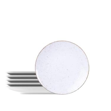 Imagem de Kit Prato Sobremesa Tramontina Rústico Marrom em Porcelana Decorada 21 cm 6 pçs