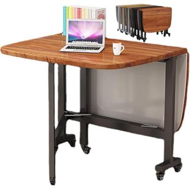 Imagem de Mesa de folhas suspensas, mesa de cozinha dobrável, mesa e cadeiras de folhas suspensas internas e externas, mesa de jantar que economiza espaço para trabalho, estudo e jantar, cor de madeir
