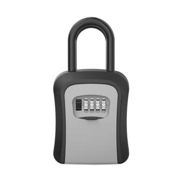 Imagem de shamjina Organizador de armário de chaves, caixa de bloqueio de chave, combinação segura de 4 dígitos para gerenciamento de propriedade de carro, loja externa, cinza