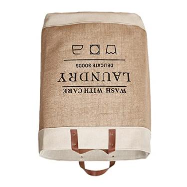 Imagem de Saco de Compras de Pano de Juta, Saco de Armazenamento de Juta Multifuncional Grande Borda Branca EVA à Prova de Umidade para Casa (Padrão de letras)