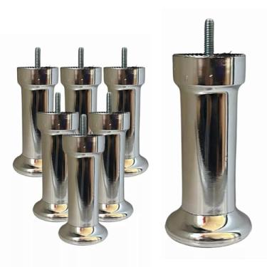 Imagem de Kit 7 Pés Fixos Para Cama Box ou Baú Casal Cromado