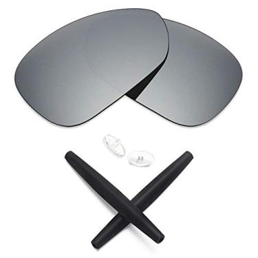 Imagem de Lentes de reposição e kits de borracha Mryok para óculos de sol Oakley Crosshair 1.0 (2005), Silver Titanium Polarized Lenses & Black Rubber Kits, One Size