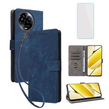 Imagem de IUQXU Capa carteira para celular Realme C67 5G / Realme 11X 5G / Realme 11 5G com protetor de tela [bloqueio RFID] Capa de celular de couro com suporte para cartão feminino e masculino para RMX3780