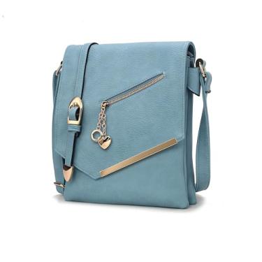 Imagem de Bolsa transversal feminina Mia K Collection – alça de ombro – bolsa de couro PU média feminina carteiro bolsa lateral, Jasmine jeans, Medium