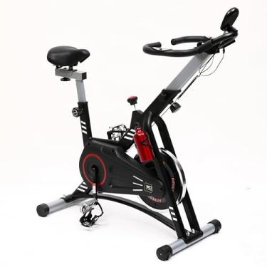 Imagem de Bike Spinning WCT Fitness Ergométrica Roda Inércia 8Kg Preto Vermelho Residencial Bicicleta Vertical Silenciosa Exercício Academia Casa