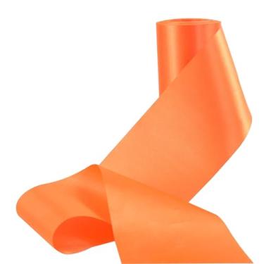 Imagem de Fita de cetim de cor sólida, sem rugas, fita de tecido sedoso para cerimônia de corte, faixas, cadeira, mesa, carro, laços, artesanato, costura, decoração de festa de casamento (laranja vermelho 10 cm