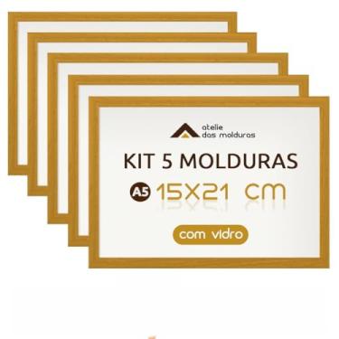Imagem de COMBO 5 MOLDURAS A5 15X21 COM VIDRO DECORAÇÃO ARTE IMAGEM