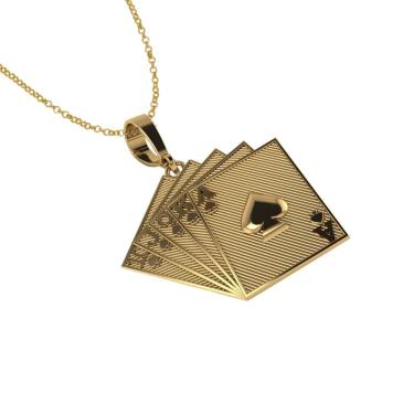 Imagem de Colar Medalhão Cartas Masculino de Moeda Antiga