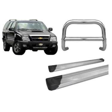 Imagem de Kit Quebra Mato Barra Estribo Plataforma Cromado Para Blazer - HOZZ