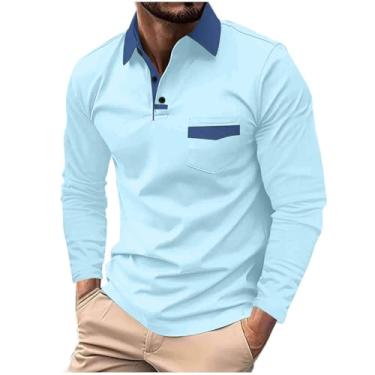 Imagem de Pulôver masculino de manga comprida gradiente atlético, moderno, confortável, casual, blusa clássica de outono para trilhas, camiseta diária, Y3 - azul claro, P