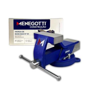 Imagem de Morsa Torno de Bancada C/Bigorna Menegotti Original N.04 Ferro Fundido Com Base Giratória - Nº 04
