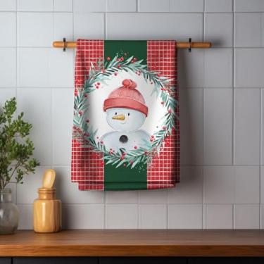 Imagem de Pano de Prato Atoalhado Copa Cozinha Decorativo Natalino Boneco de Neve Natal