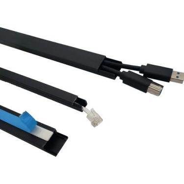 Imagem de 10 Metros Canaleta Preta 20x10mm Protege Cabo Organiza Fio - Loja Dink