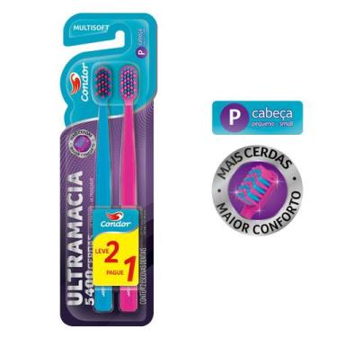 Imagem de Escova de dente Ultramacia 5400 Cerdas Condor Blister Duplo, Azul e ro
