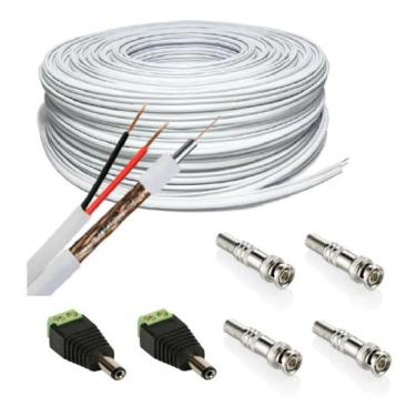 Imagem de Kit Instalação 2 Câmeras De Segurança Cabo Cftv E Conectores - speed