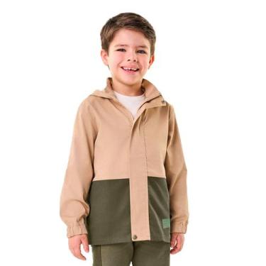 Imagem de Jaqueta Infantil Menino Capuz Gola Alta Sarja Trick Nick, Marrom, 10