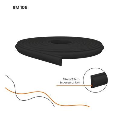 Imagem de Boiserie Rodameio Eva Autocolante 2,3Cm Flex 10 Metros Preto - Meu Rod