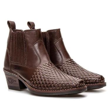 Imagem de Bota Country Masculina Bico Fino Salto Baixo Confortável - IGO, 39, Ca