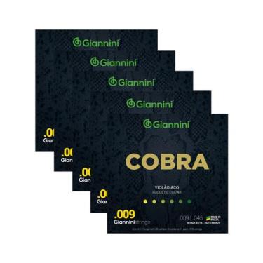 Imagem de Kit 5 Encordoamento Violão Giannini Aço Cobra Bronze GEEWAK 85/15 0.00