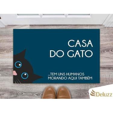 Imagem de Tapete Capacho Decorativo Entrada Porta Sala Casa do gato (tem uns hum