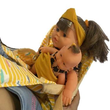 Imagem de Boneca Ayana Mamãe e Bebe Super fofa + Canguru Amarelo - Adijomar