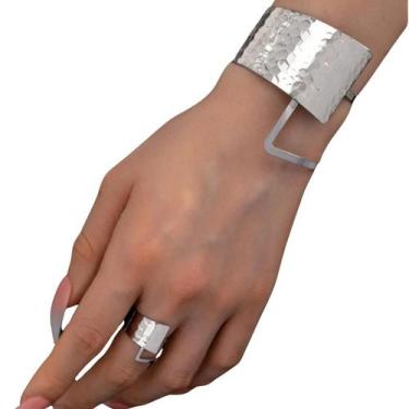 Imagem de Kit Conjunto Pulseira e Anel Elegantes Joias Luxo Brilho - anjo da mam