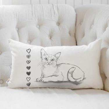 Imagem de Almofada Algodão Retangular Estampada 30x50cm Gato Grafite - FASTLAR