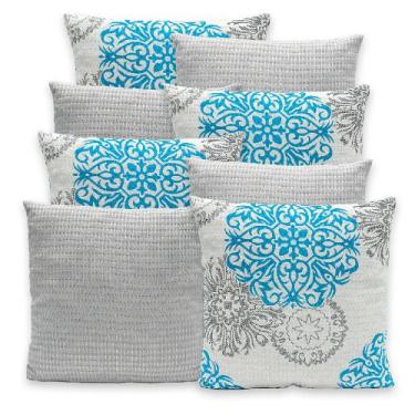 Imagem de Kit 8 Capas de Almofadas Lisa e Estampada 40x40 C/ Zíper Piquet Favinh