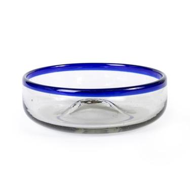 Imagem de Handmade con Amor Margarita soprada à mão, borda azul cobalto - vidro mexicano