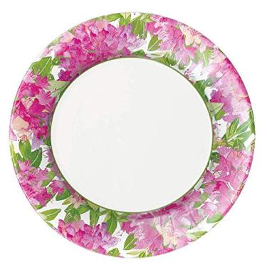 Imagem de Pratos de jantar Entertaining with Caspari Shade Garden, rosa, pacote com 8