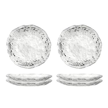 Imagem de Pratos de molho de soja, xícaras e tigelas pequenas, pratos de servir transparentes de 7 cm para condimentos, lanches, conjunto de 6, tigelas de molho de vidro sopradas à mão (6, textura de geleira)