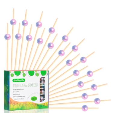 Imagem de Crafterlife Palito de dente longo com palito de sereia de 120 quilates, 120 quilates, descartável, feito de bambu natural, para aperitivo, charcutaria, frutas, sanduíche, sobremesa, comida (azul roxo)