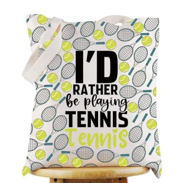 Imagem de G2TUP Sacola de lona de tênis, presente para amantes de tênis, I'd Rather Be Playing Tennis Player Merchandise, Rather Playing Tennis, Large