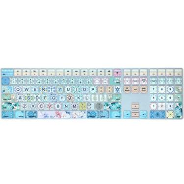 Imagem de WSLUCKO Capa de silicone para teclado Apple iMac Magic Keyboard 2017/2018 com teclado numérico (modelo: MQ052LL/A A1843), layout dos EUA, guirlanda