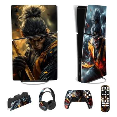 Imagem de PlayVital Conjunto completo de adesivos para ps5 Slim Console Digital Edition, capa de decalque de vinil para controle ps5 e fone de ouvido, estação de carregamento e controle remoto de mídia -