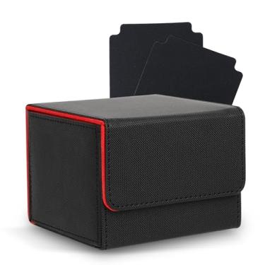 Imagem de Zettokete MTG Deck Box with 2 Dividers, Large Capacity Commander Deck Box Fits 100+ Double-Sleeved Cards, PU Leather Card Case Compatible with Magic Commander YuGiOh TCG CCG, Black