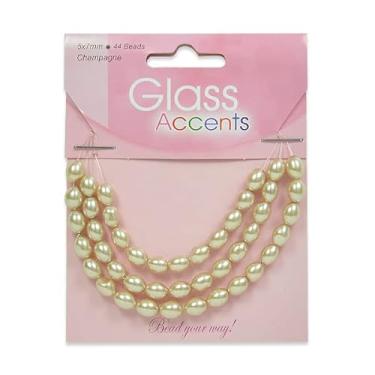 Imagem de Pacote com 44 pacotes de vidro de pérola de arroz da Expo International | Miçangas de joias champanhe