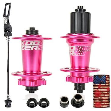 Imagem de Enjcyling Cubo MTB, 32 furos, som de 72 cliques, 6 patinhas, rolamento de freio a disco de alumínio, cubos HG rosa, compatível com KOOZER XM490 PRO, para cassete Shimano 8-11s, para série Sram 8-12s