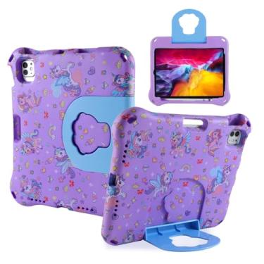 Imagem de Capa de unicórnio para iPad 11 10 A16 para crianças, meninos, meninas, EVA, leve, à prova de crianças, iPad 10ª 11ª geração 11 polegadas, capa para tablet infantil com alça de suporte, à prova de